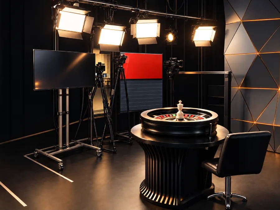 Roulette table in a live studio