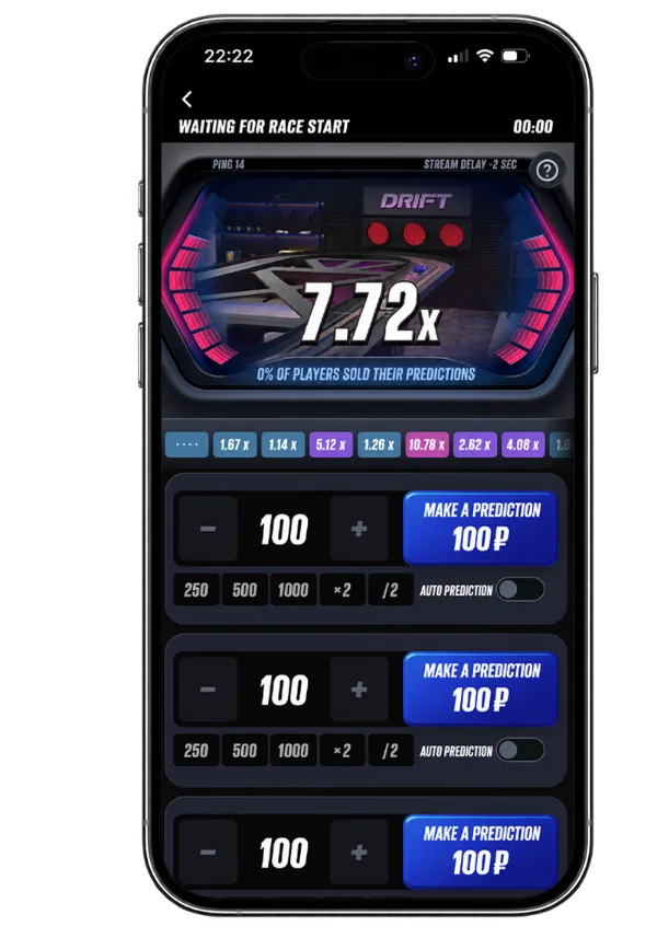 Drift race predictions on a phone